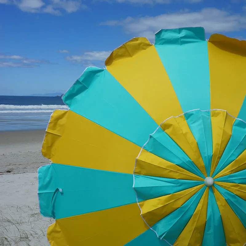 Carnivale 240cm Beach Umbrella - Yellow & Turquoise