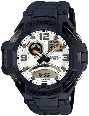 Casio G-Shock Analog AVIATOR Sky Cockpit Twin Sensor World Time Digital Men Black Analogue and Digital watch With Metal Case Watch For Man Day And Date Gift Watch GA-1000-2AJF