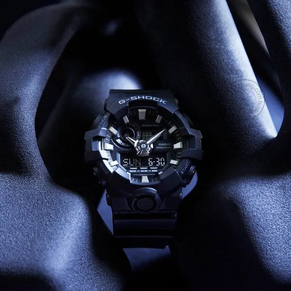 Casio G-Shock Analog Digital Black Belt Men's Watch For Man GA-700-1BDR (G715) Multi Color Dial Day And Date Gift Watch