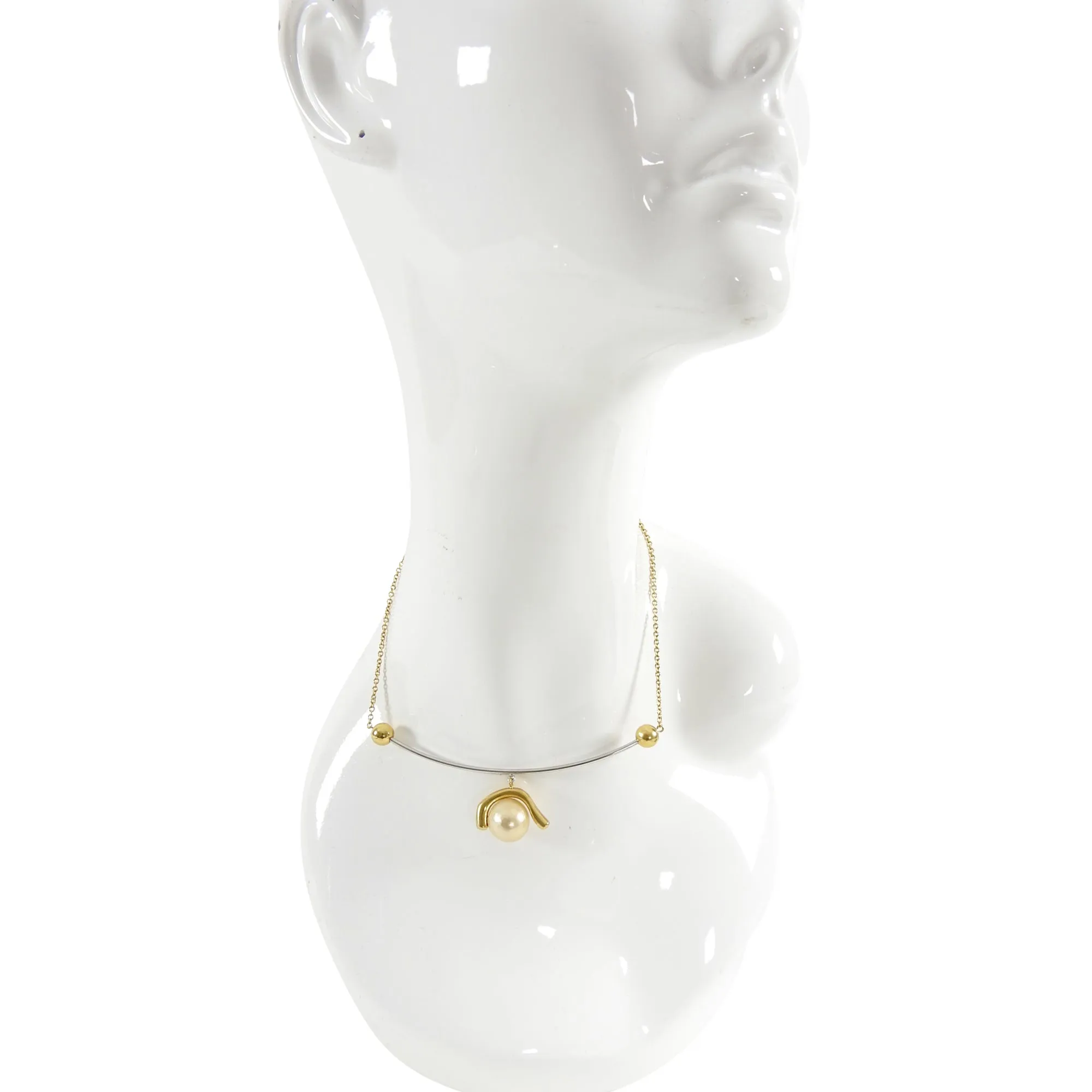 Celine Geometric Modernist Pearl Pendant Necklace