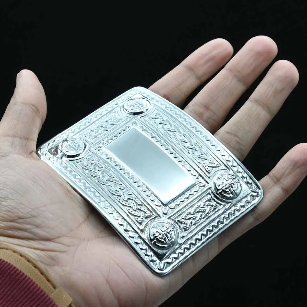 Celtic Knot Kilt Belt Silver Buckle
