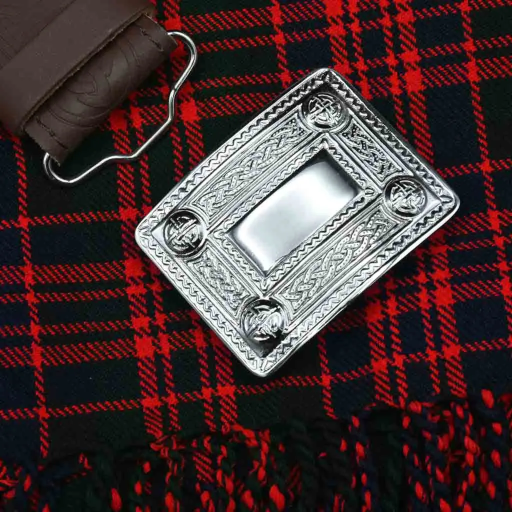 Celtic Knot Kilt Belt Silver Buckle