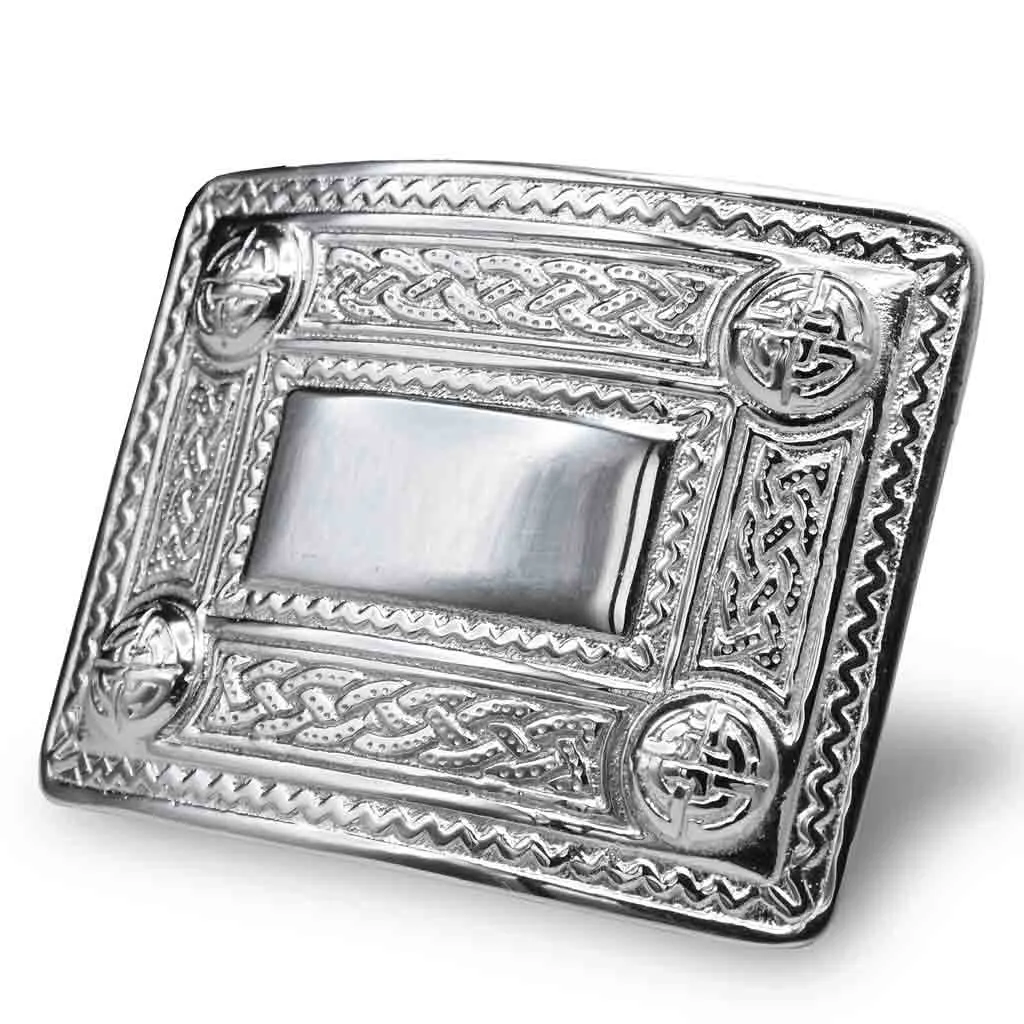 Celtic Knot Kilt Belt Silver Buckle