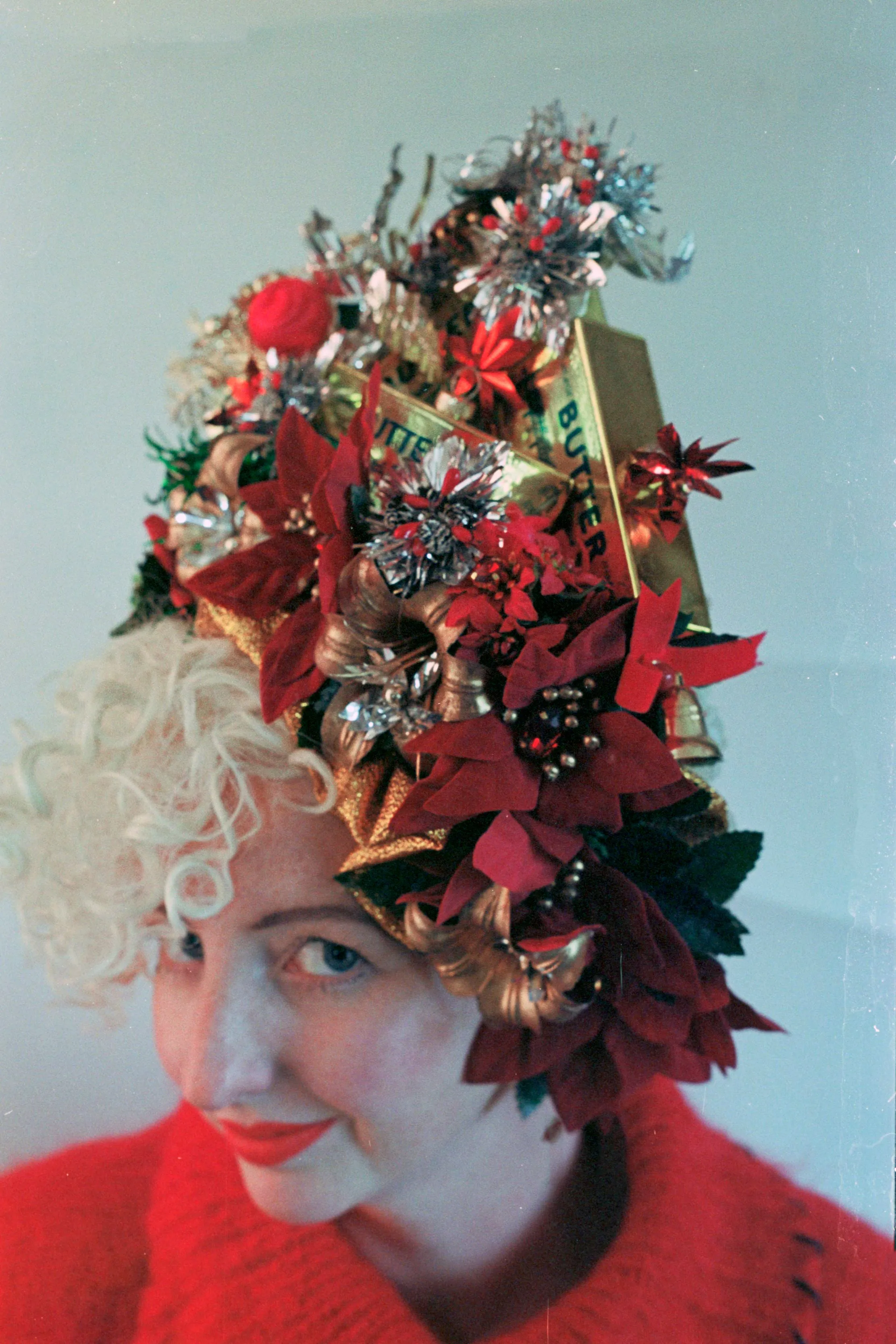 Christmas Red and Gold Butter Blocks headpiece