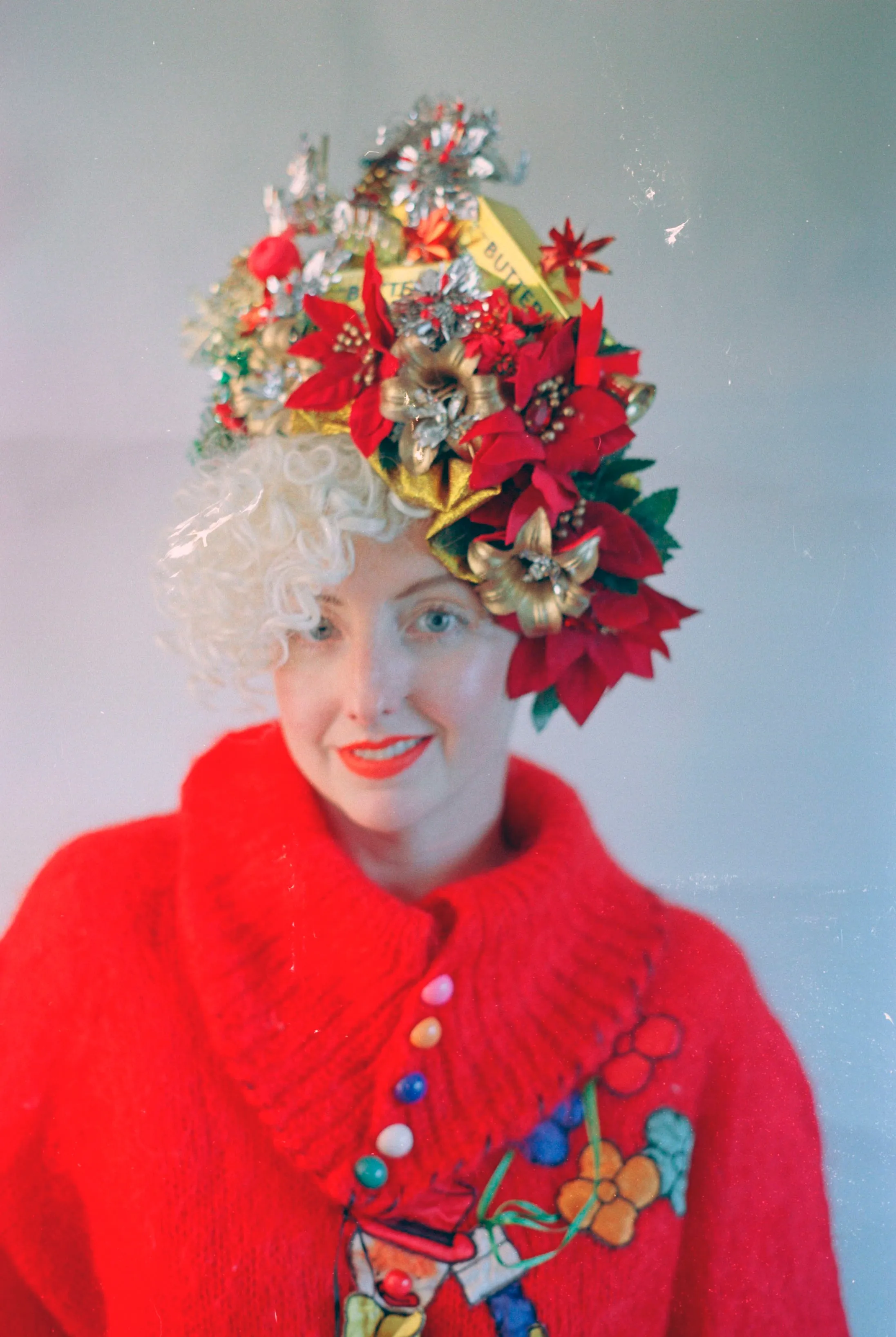 Christmas Red and Gold Butter Blocks headpiece