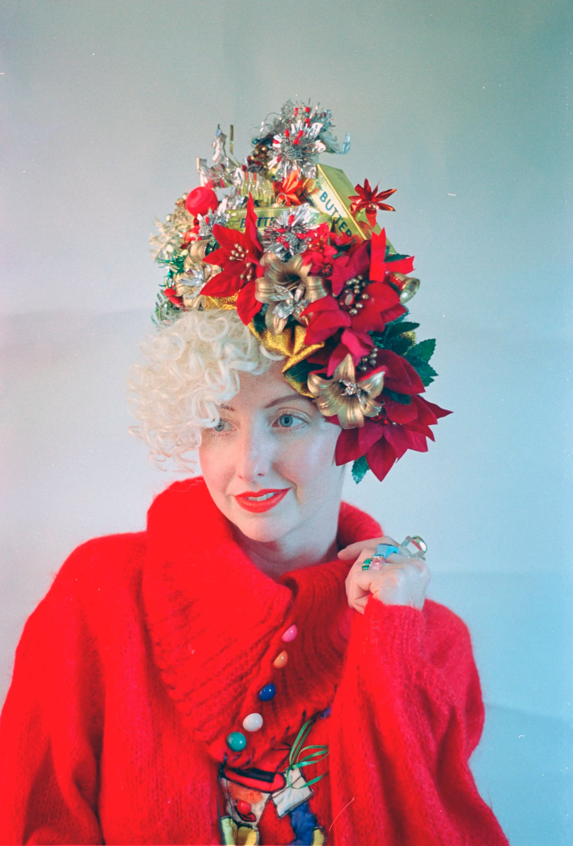 Christmas Red and Gold Butter Blocks headpiece