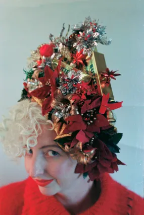 Christmas Red and Gold Butter Blocks headpiece