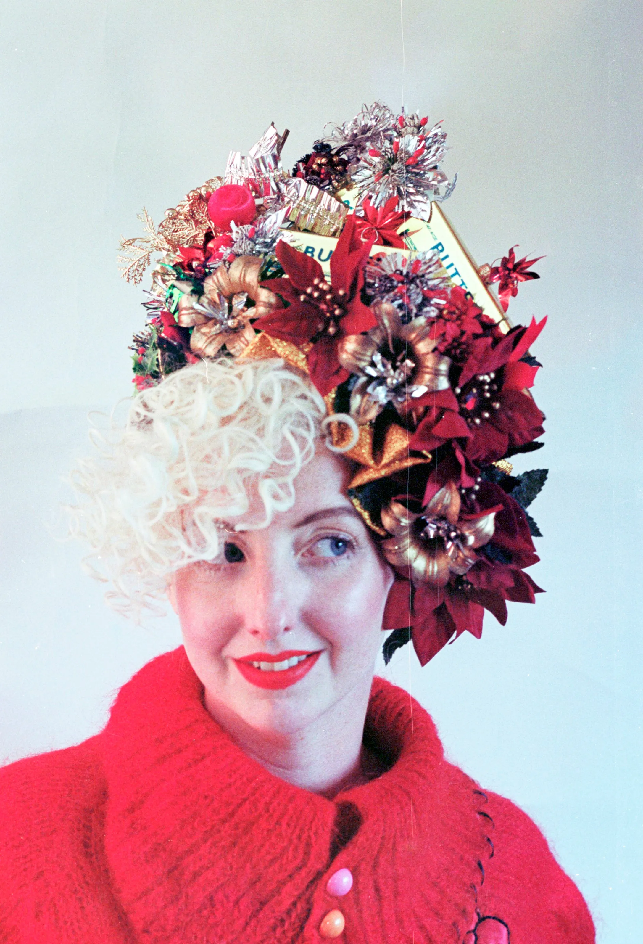 Christmas Red and Gold Butter Blocks headpiece