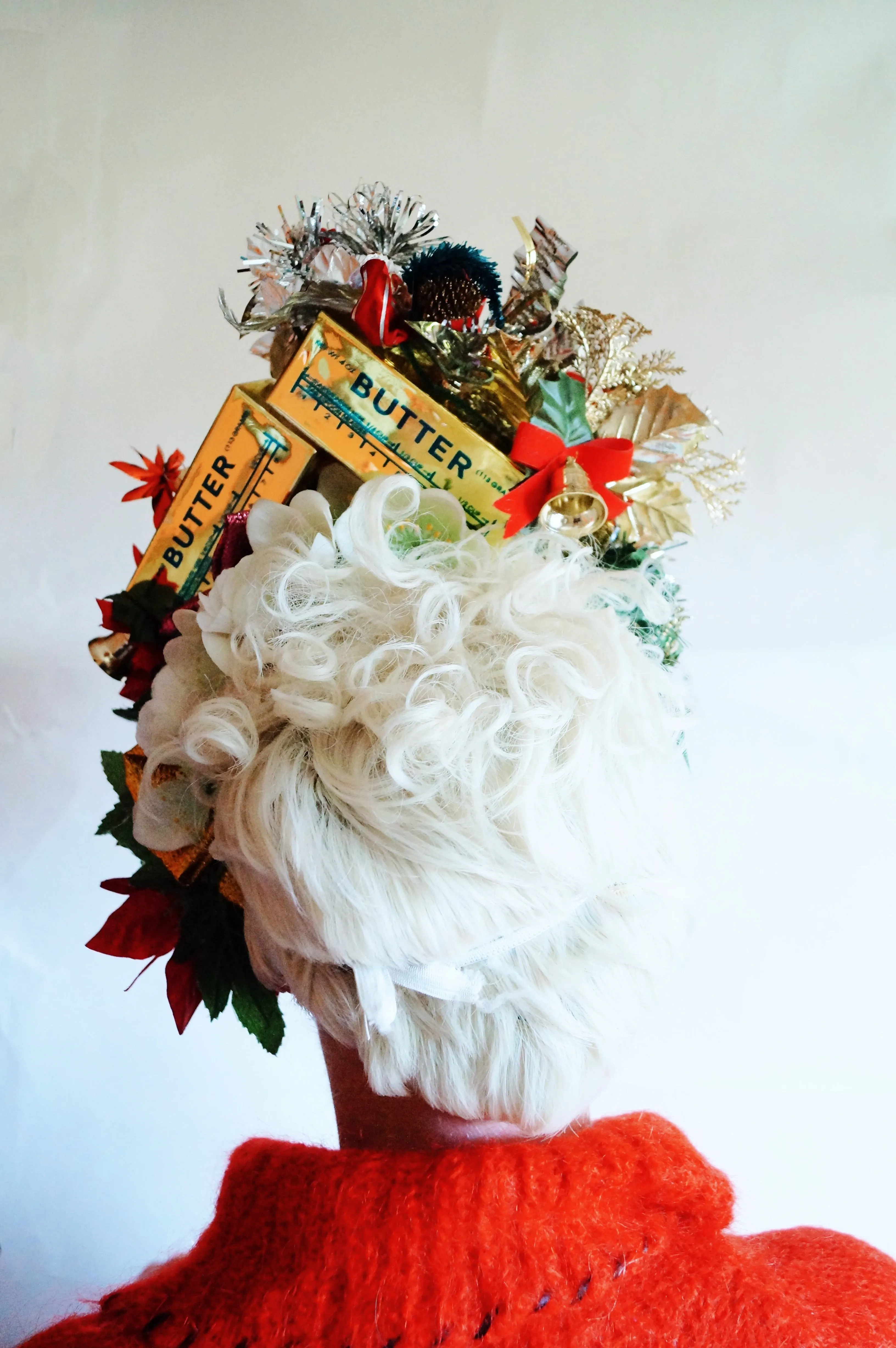 Christmas Red and Gold Butter Blocks headpiece