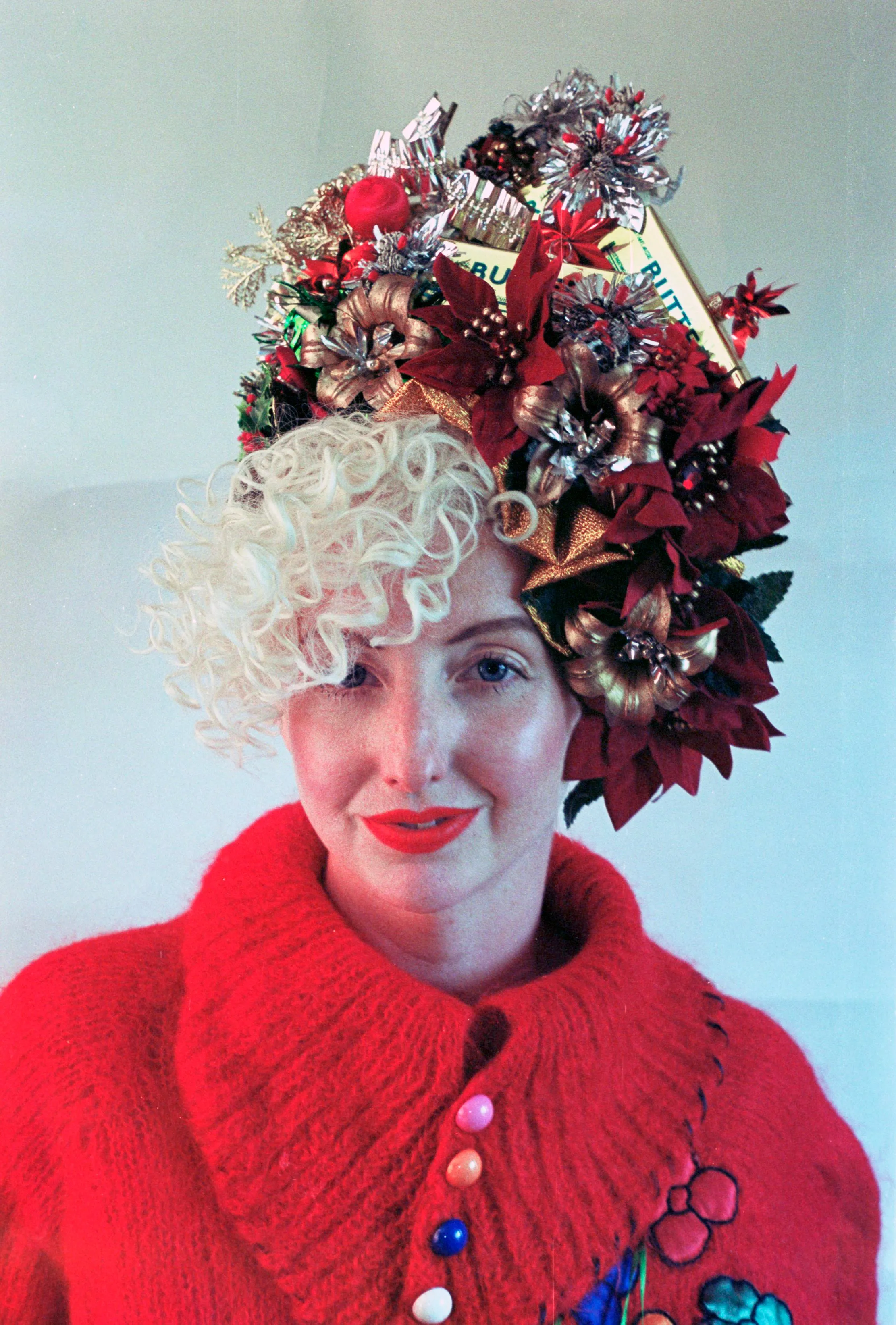 Christmas Red and Gold Butter Blocks headpiece