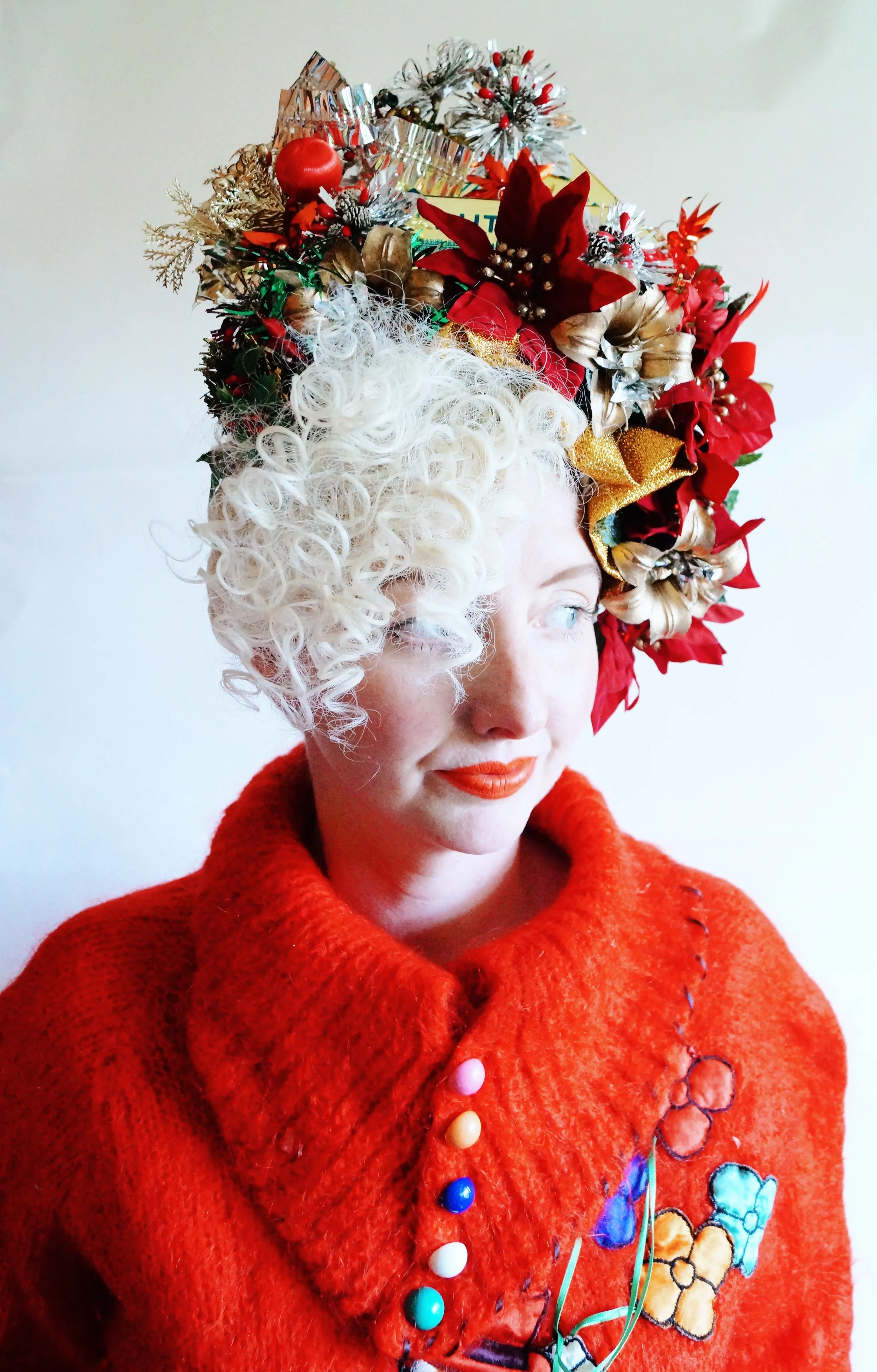 Christmas Red and Gold Butter Blocks headpiece