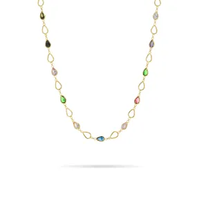 Connected Geometric Teardrop Necklace