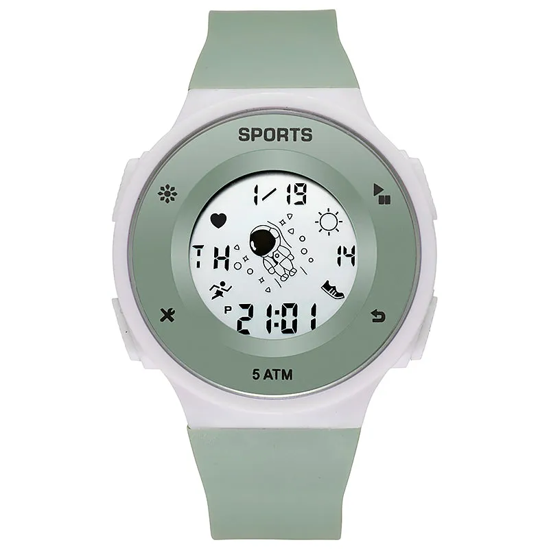 Creative Multifunction Electronic Large Screen Round Men's Watches Digital Wristwatch Silicone Strap Leisure Waterproof Sports Watch For Women