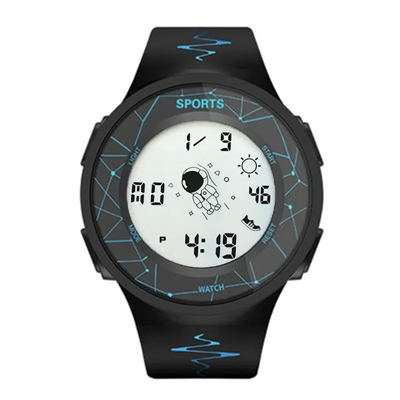 Creative Multifunction Electronic Large Screen Round Men's Watches Digital Wristwatch Silicone Strap Leisure Waterproof Sports Watch For Women