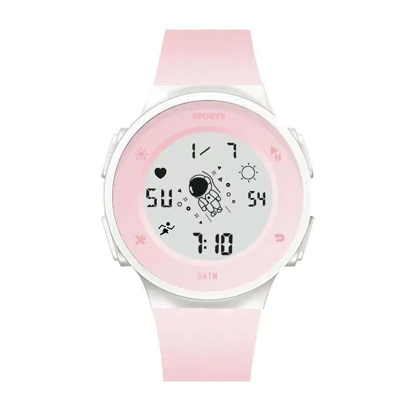 Creative Multifunction Electronic Large Screen Round Men's Watches Digital Wristwatch Silicone Strap Leisure Waterproof Sports Watch For Women
