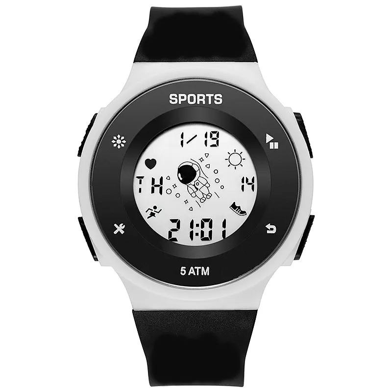 Creative Multifunction Electronic Large Screen Round Men's Watches Digital Wristwatch Silicone Strap Leisure Waterproof Sports Watch For Women