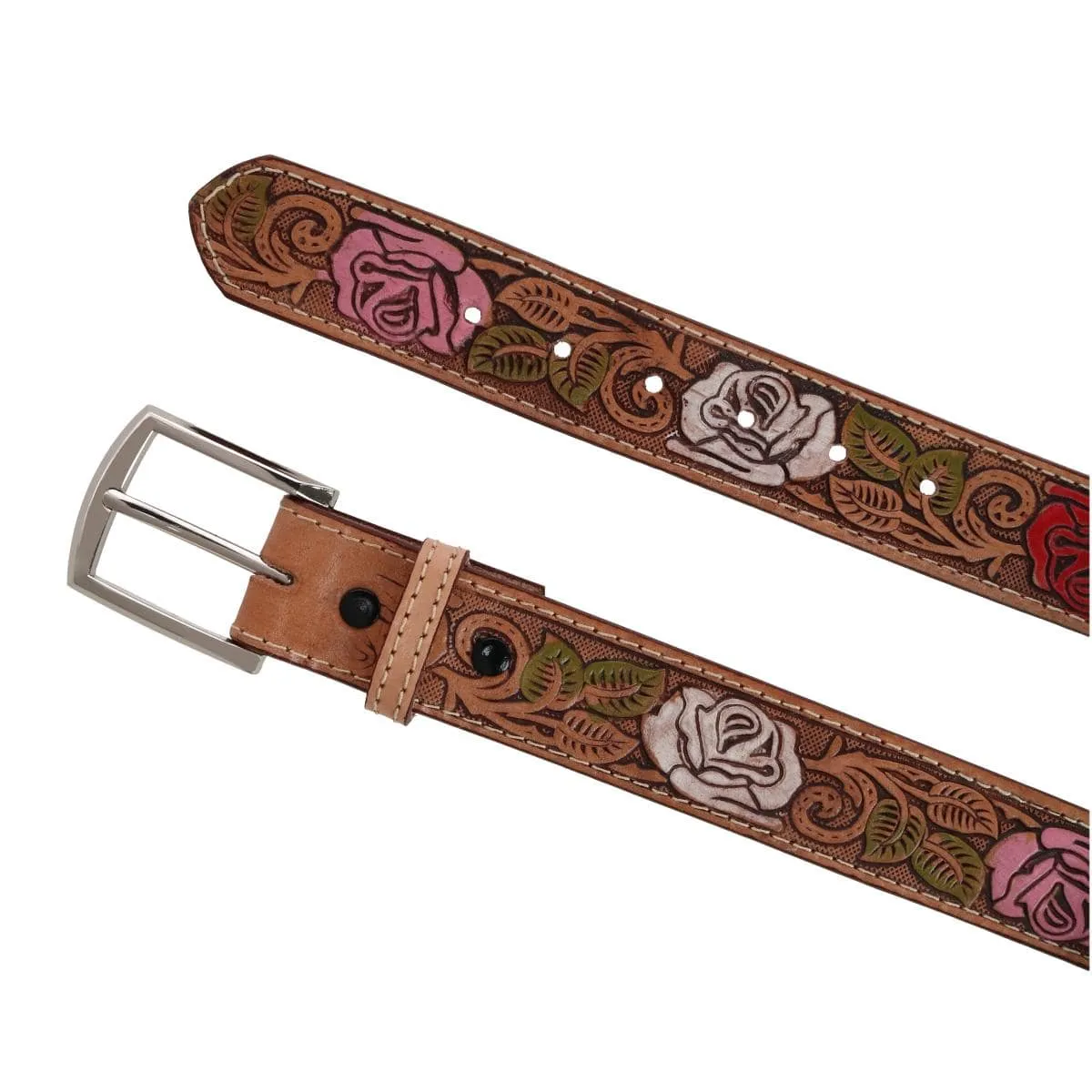 CTM® Women's Floral Embossed Western Belt