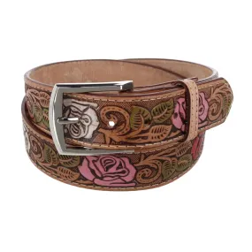 CTM® Women's Floral Embossed Western Belt