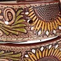 CTM® Women's Sunflower Embossed Western Belt