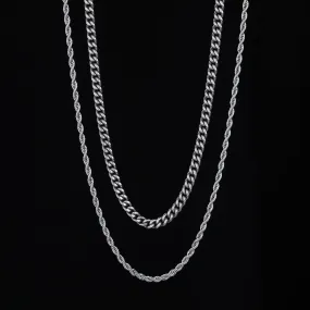 Cuban Link  Rope Chain Stack - Silver RG132 RG123