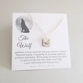 Dainty Wolf Pendant Necklace in Sterling Silver