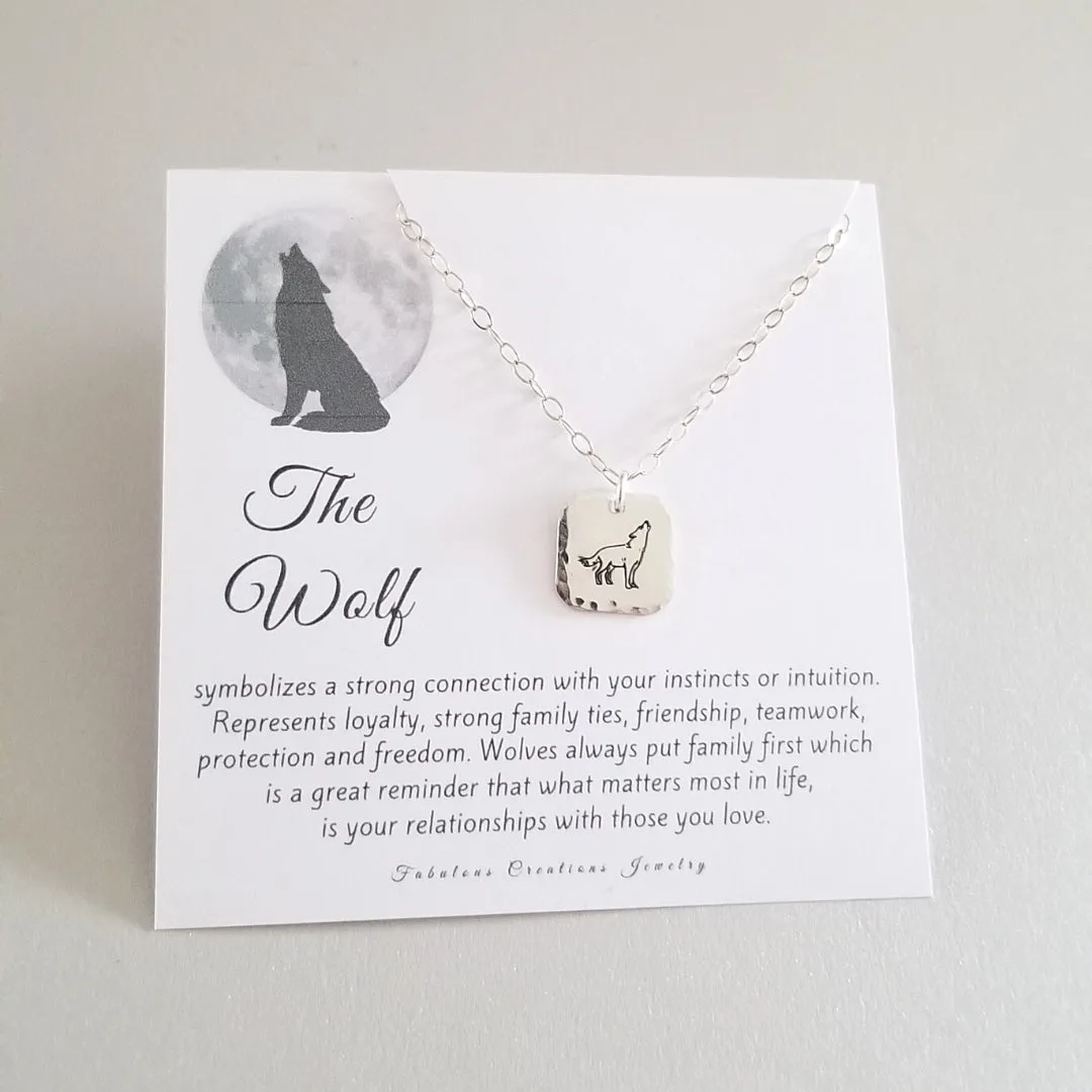 Dainty Wolf Pendant Necklace in Sterling Silver