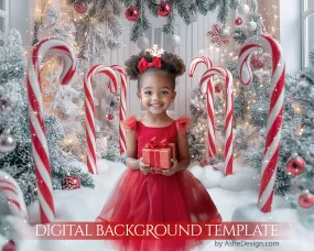 Digital Backdrop Set - Candy Cane Door
