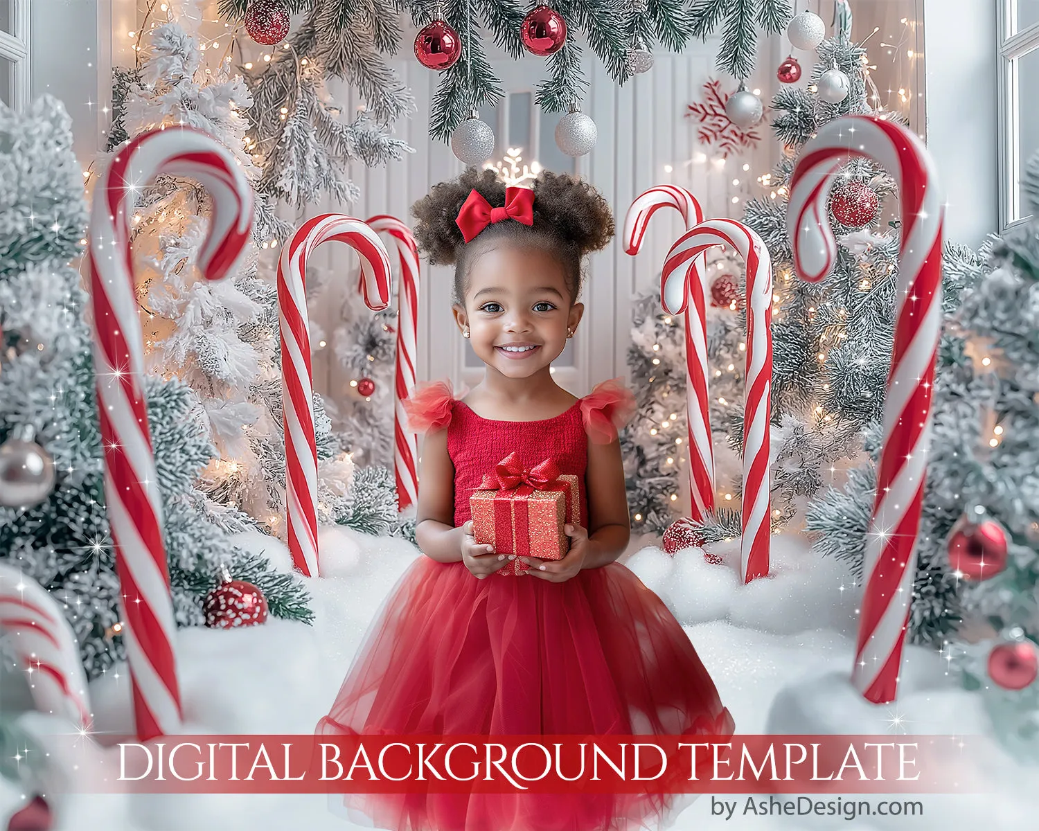 Digital Backdrop Set - Candy Cane Door