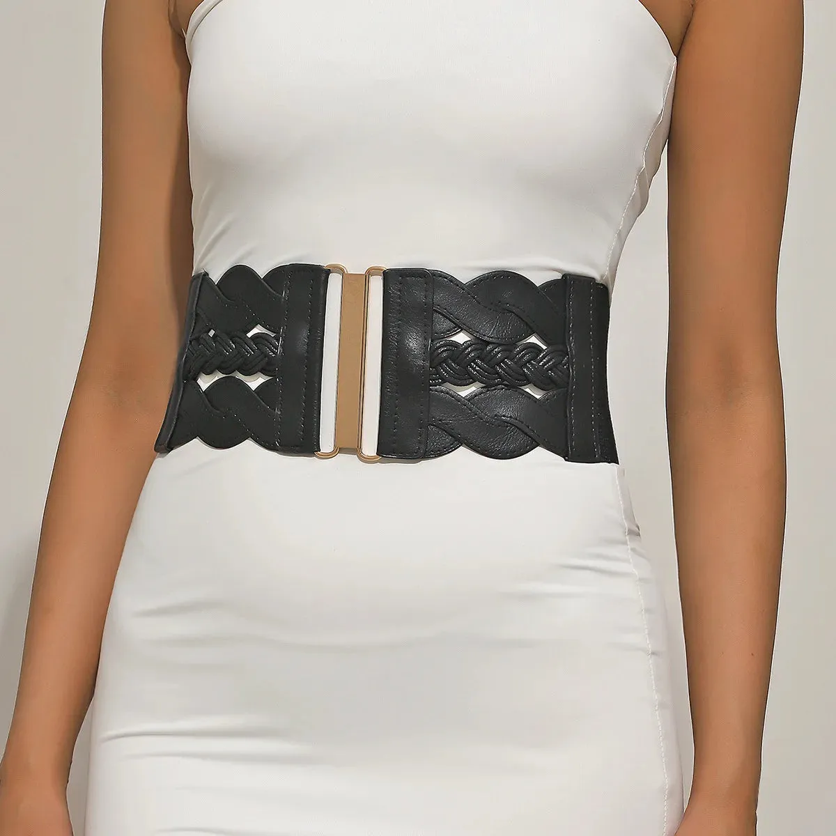 Elastic Woven Suede Belt for Ladies - Punk Style Party Accessory