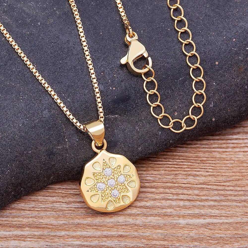 Fashion Zircon Geometric Pendant Necklace For Women Charm Clavicle Chain