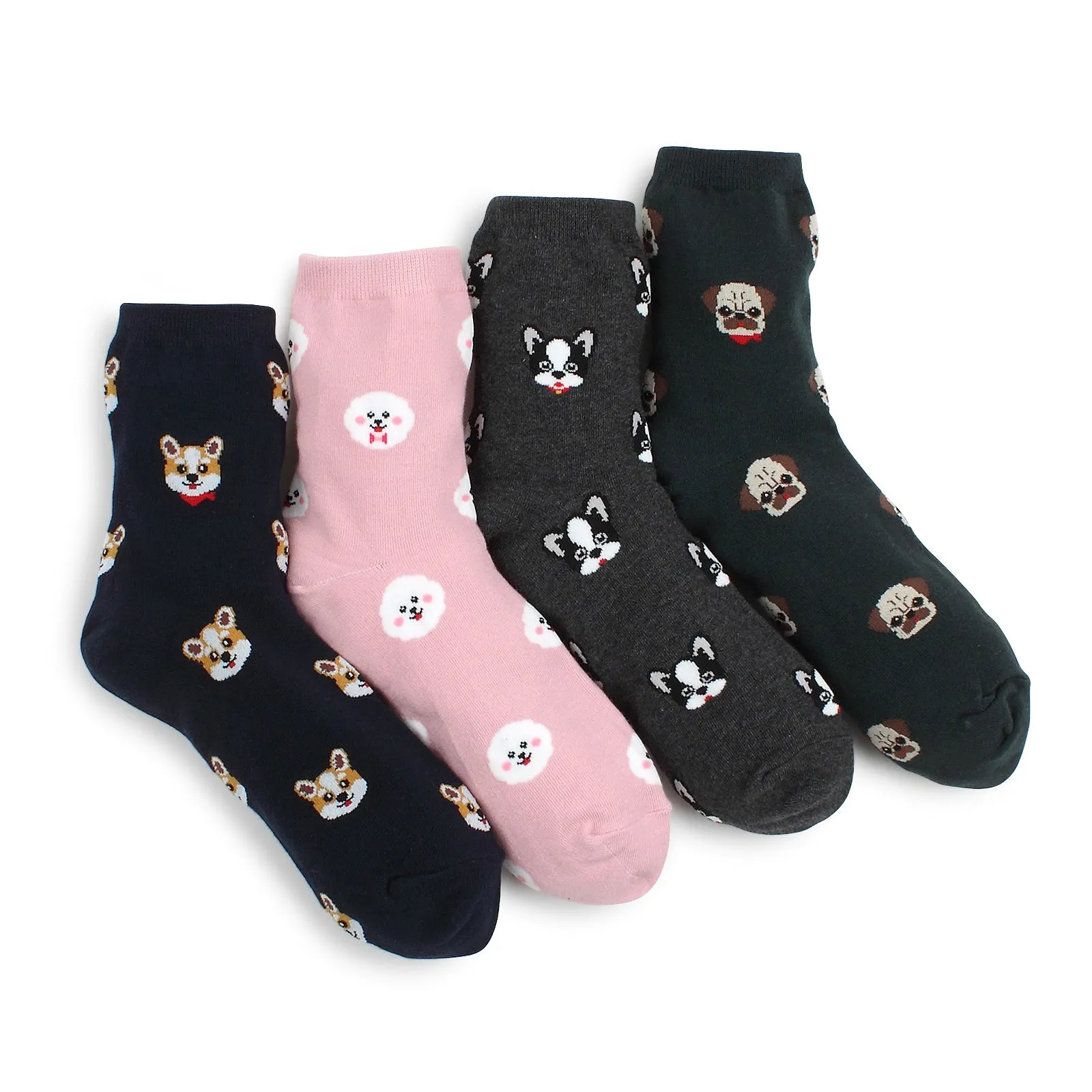 Favorite Casual Puppies Printed Crew Socks (4 pairs) GK14