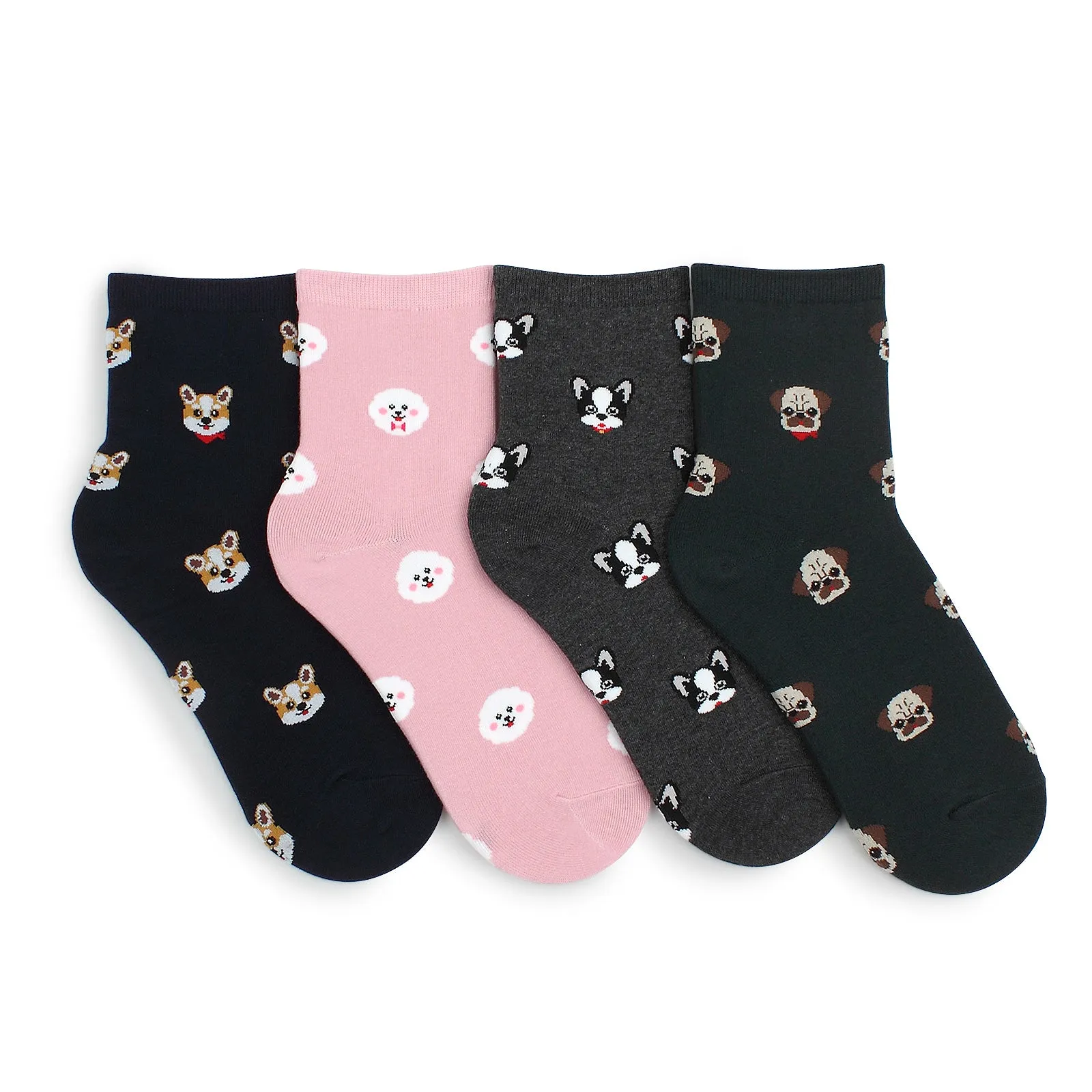 Favorite Casual Puppies Printed Crew Socks (4 pairs) GK14