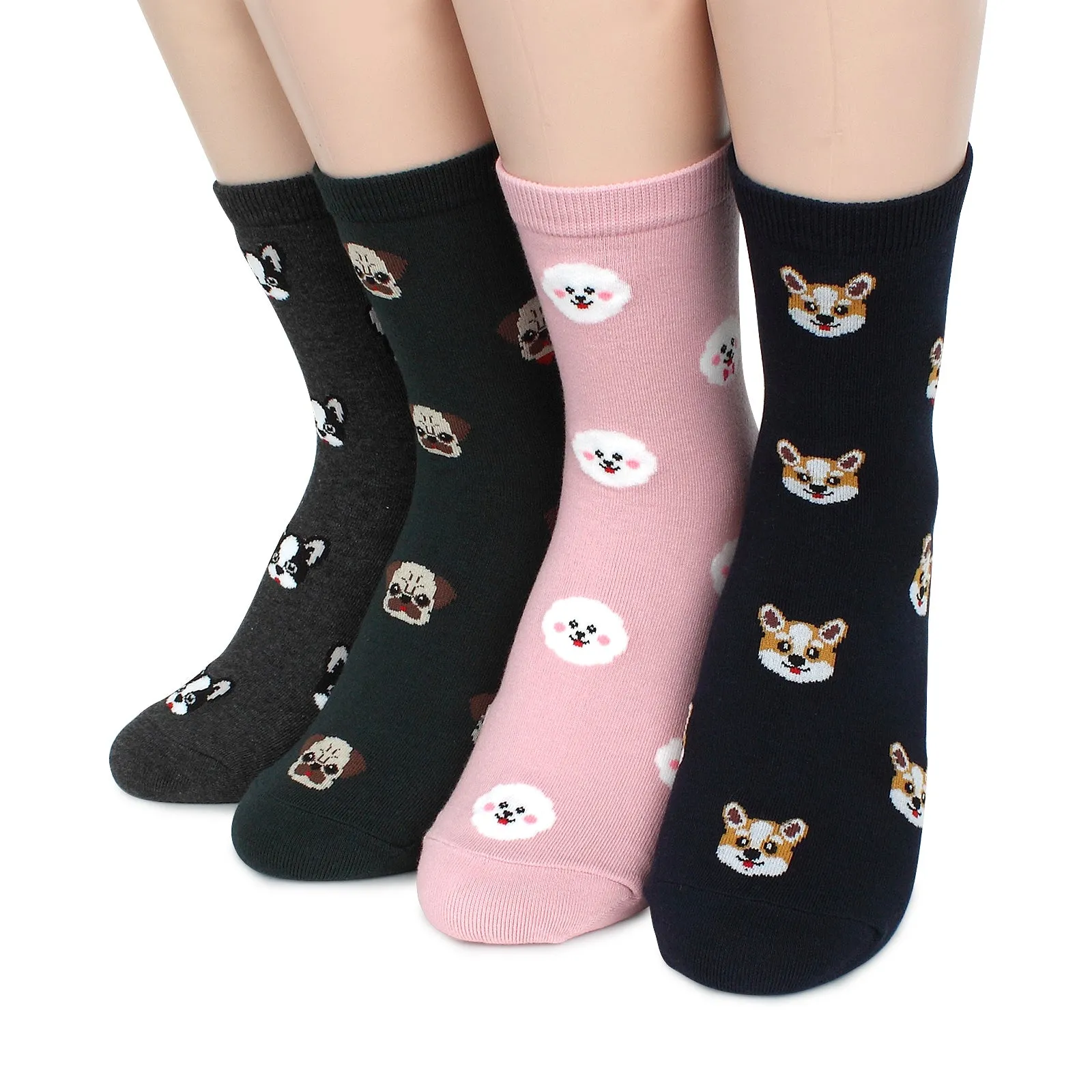 Favorite Casual Puppies Printed Crew Socks (4 pairs) GK14
