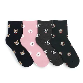 Favorite Casual Puppies Printed Crew Socks (4 pairs) GK14
