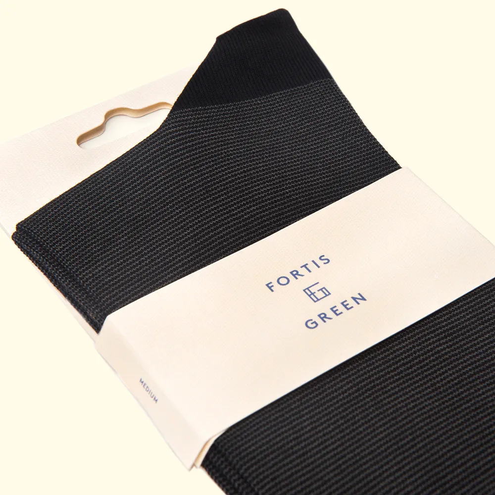 Fine Stripe Pattern Sock in Black