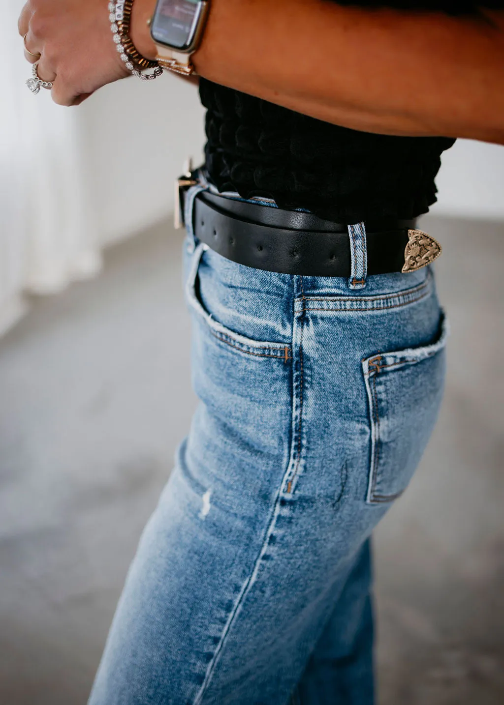 Floral Embossed Western Belt