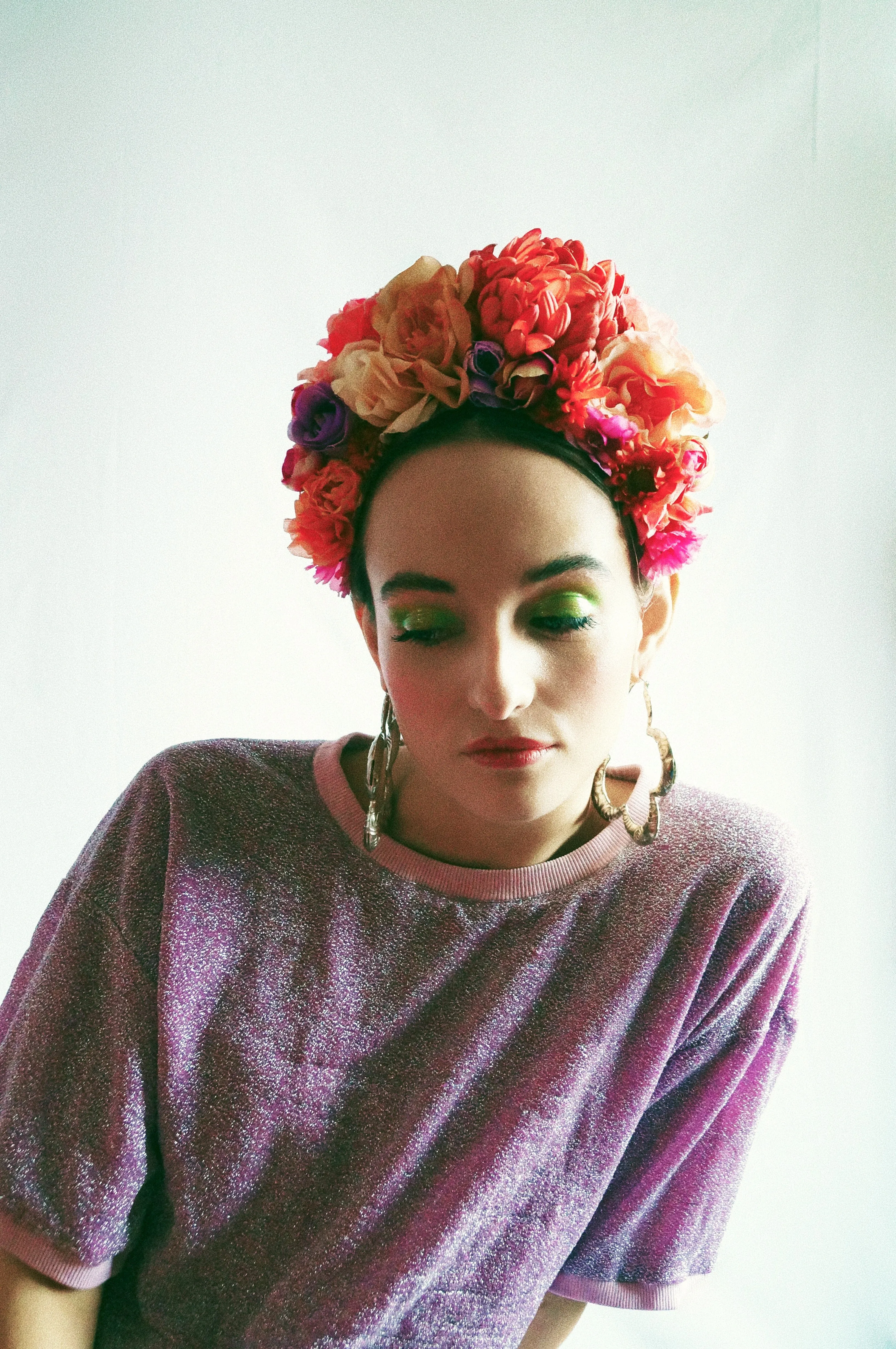 Floral Frida pinks and peaches headdress