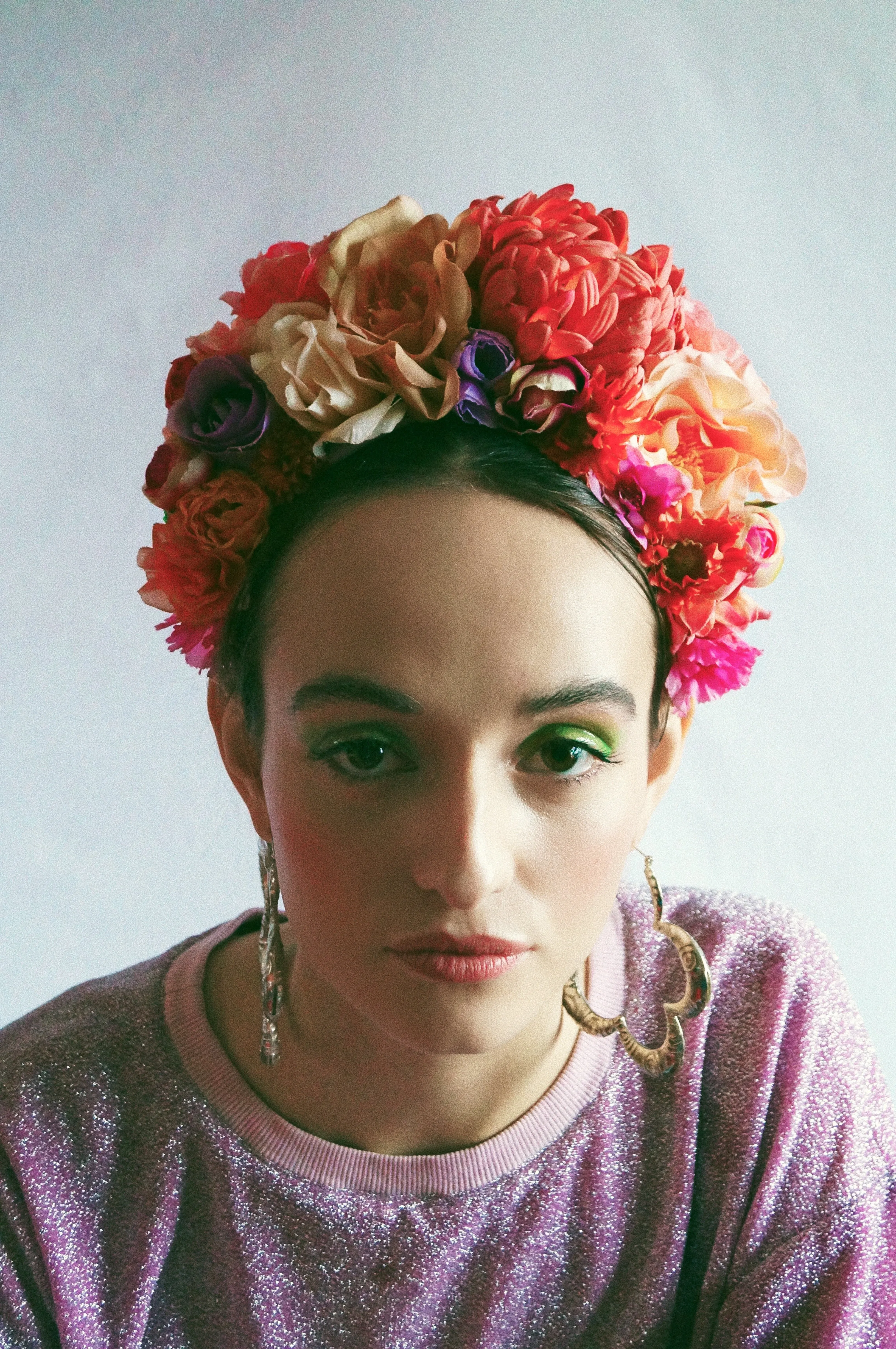 Floral Frida pinks and peaches headdress