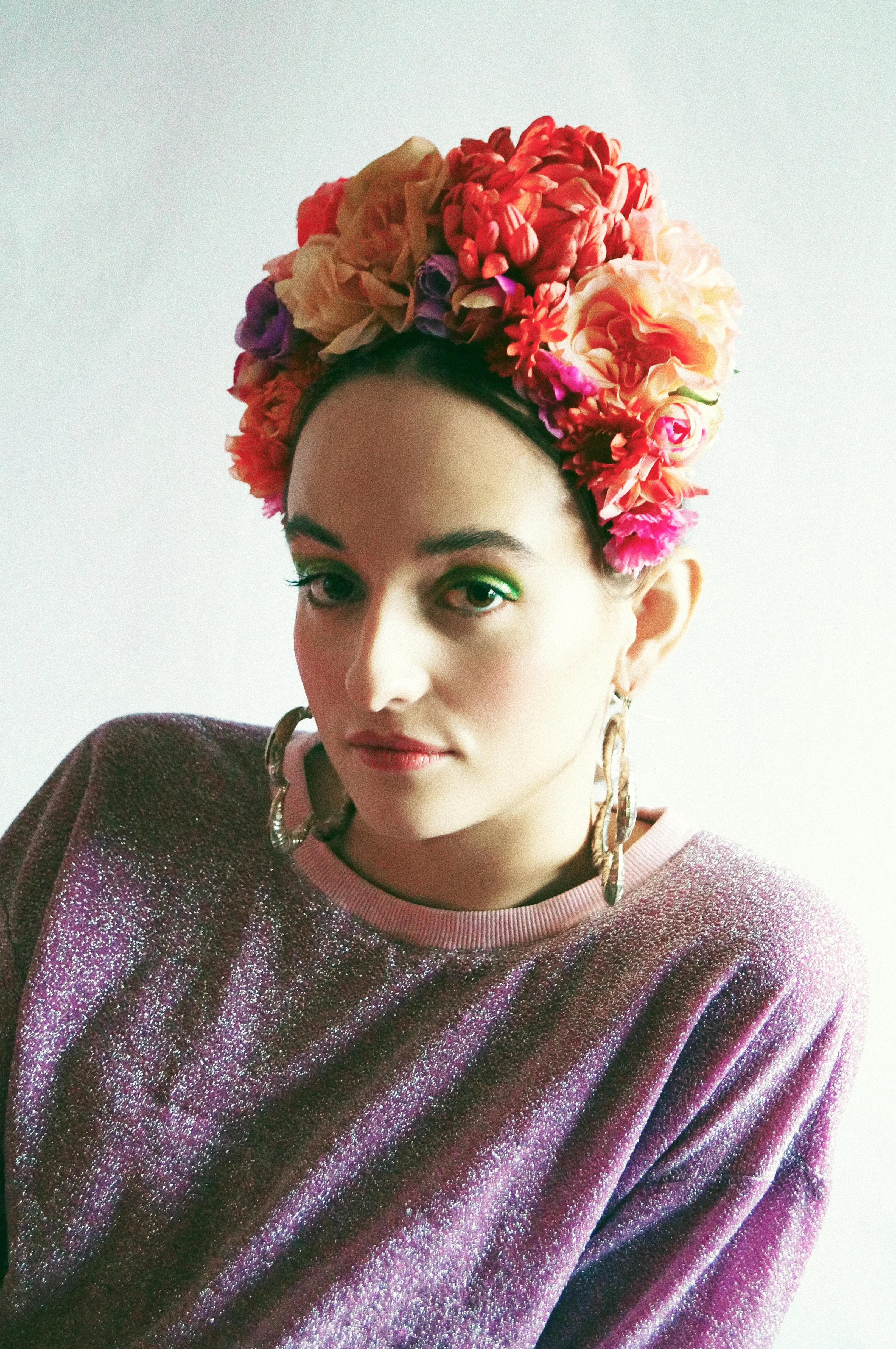 Floral Frida pinks and peaches headdress