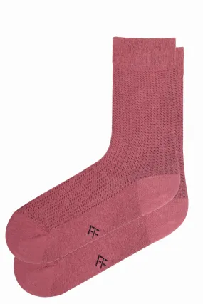 FOOT FEDERATION CUT LINES 200 STITCH MID-CALF COTTON MEN'S DRESS SOCK ROSE