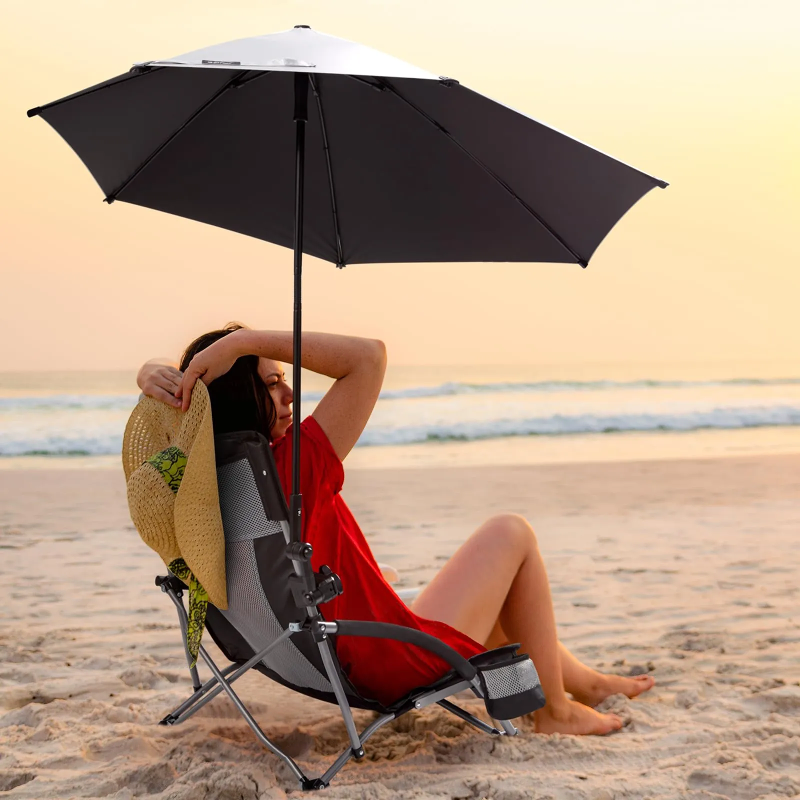 G4Free Beach Chair with UPF 50  Adjustable Beach Umbrella