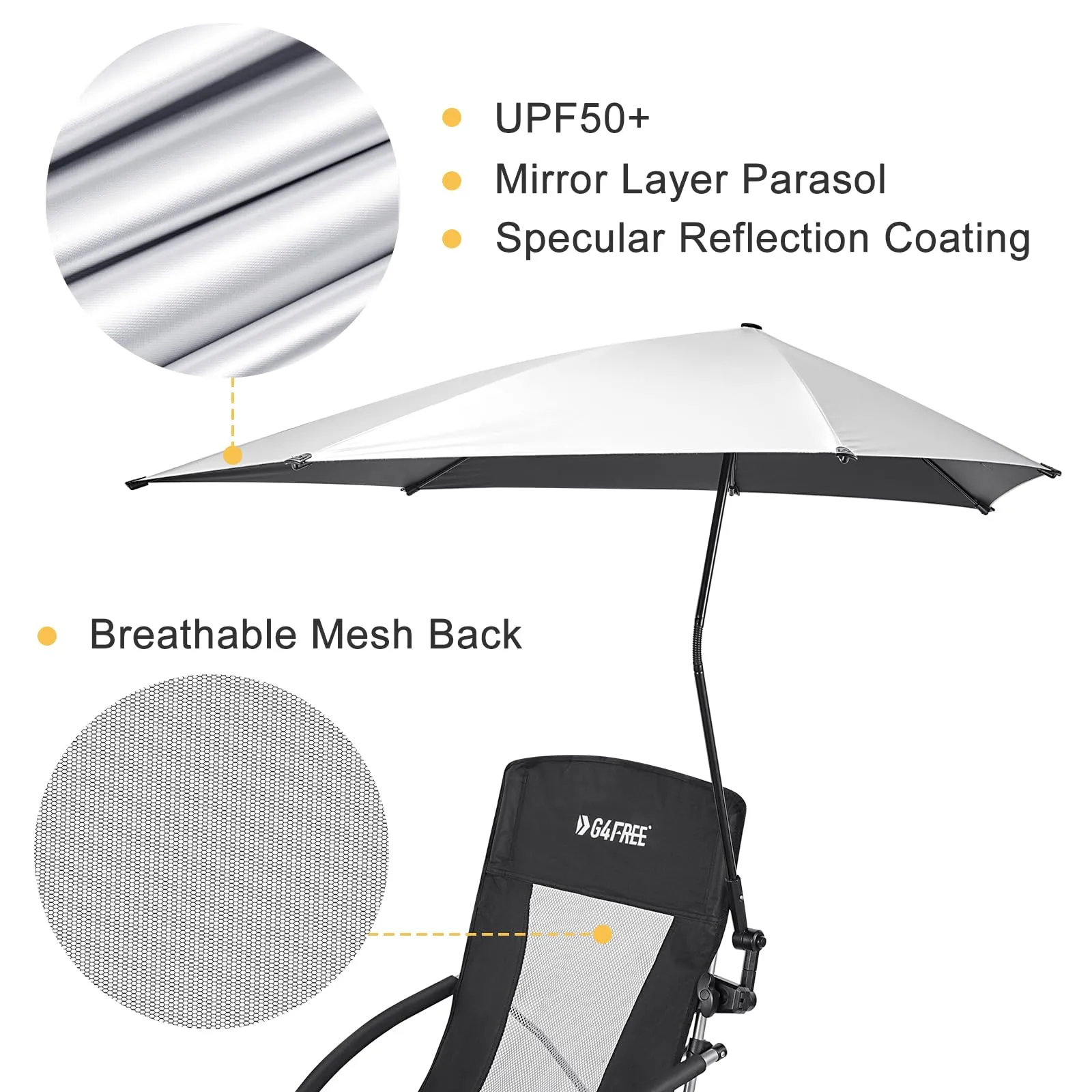 G4Free Beach Chair with UPF 50  Adjustable Beach Umbrella