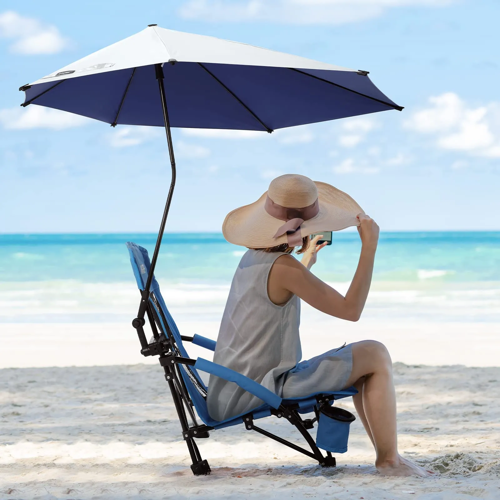 G4Free Beach Chair with UPF 50  Adjustable Beach Umbrella
