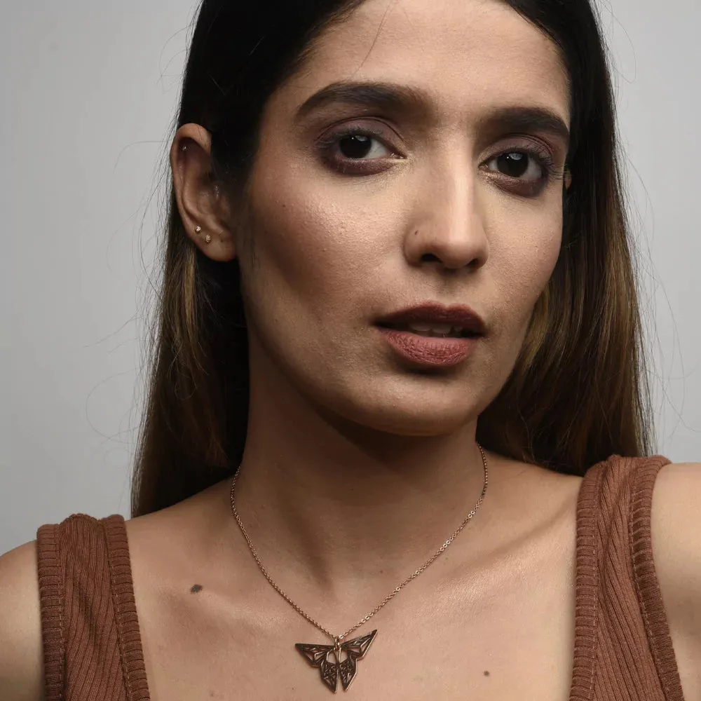 Geometric Butterfly Pendant Necklace
