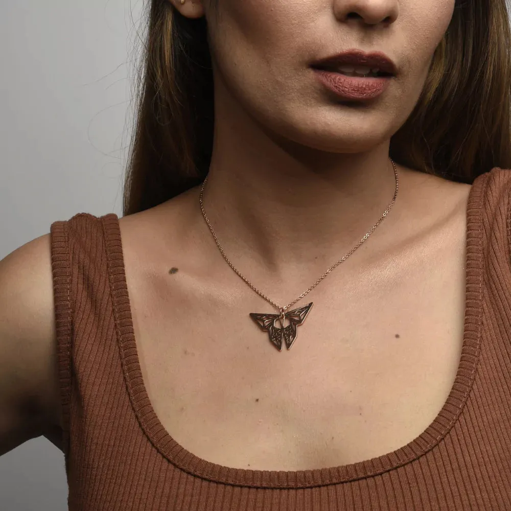 Geometric Butterfly Pendant Necklace