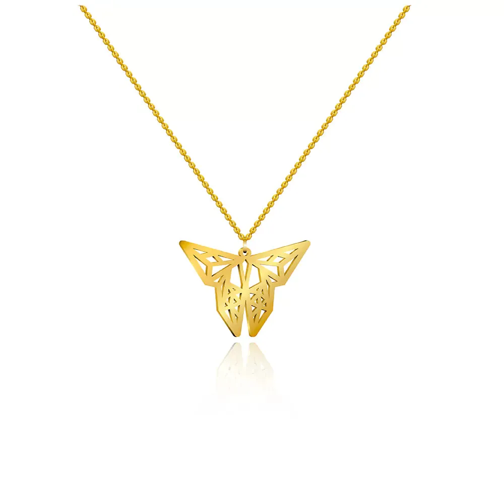 Geometric Butterfly Pendant Necklace