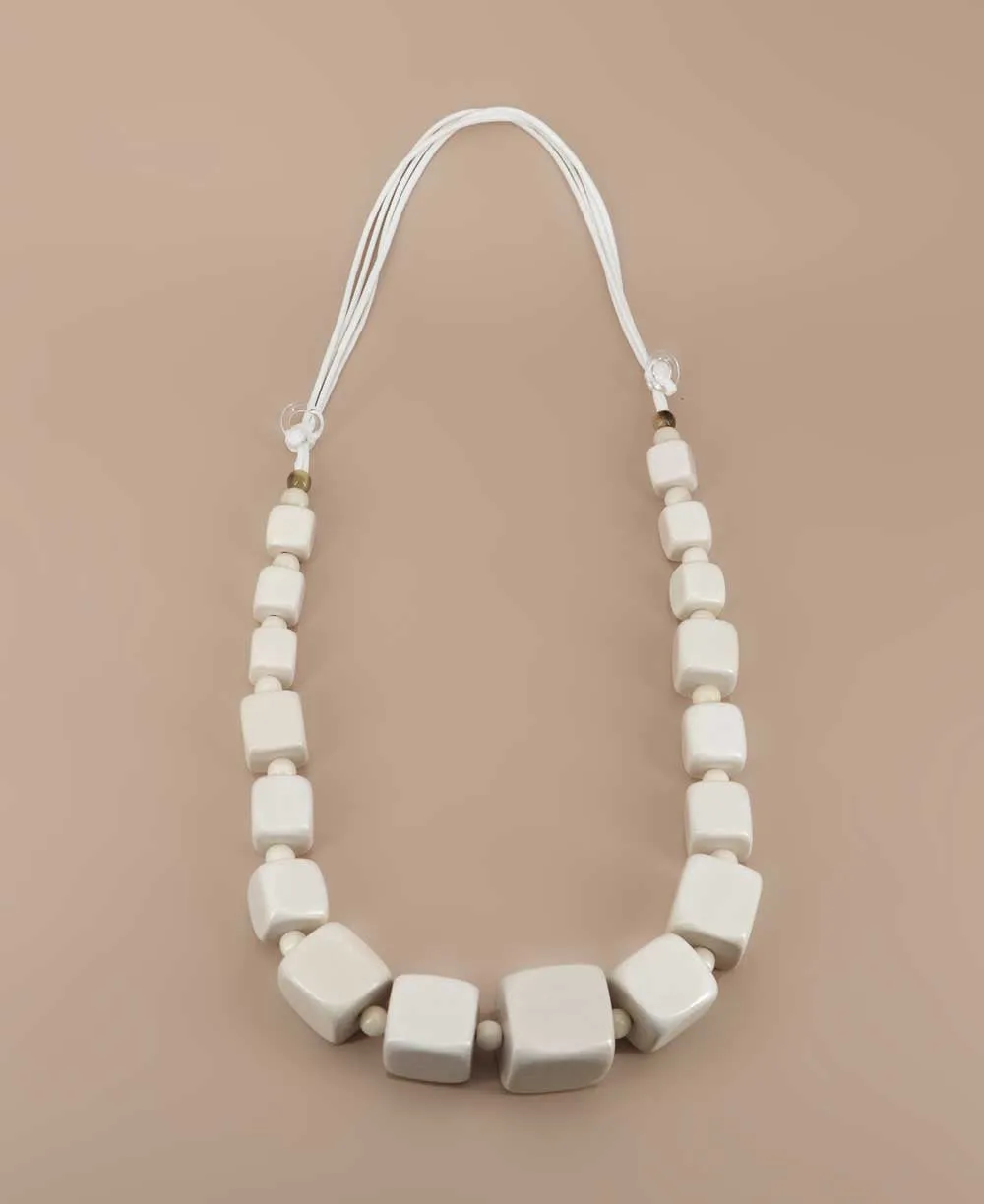 Geometric Cube Wood Necklace