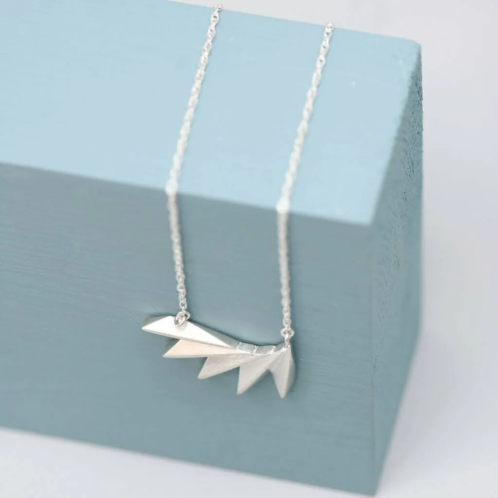 Geometric Fan Necklace in Solid Sterling Silver