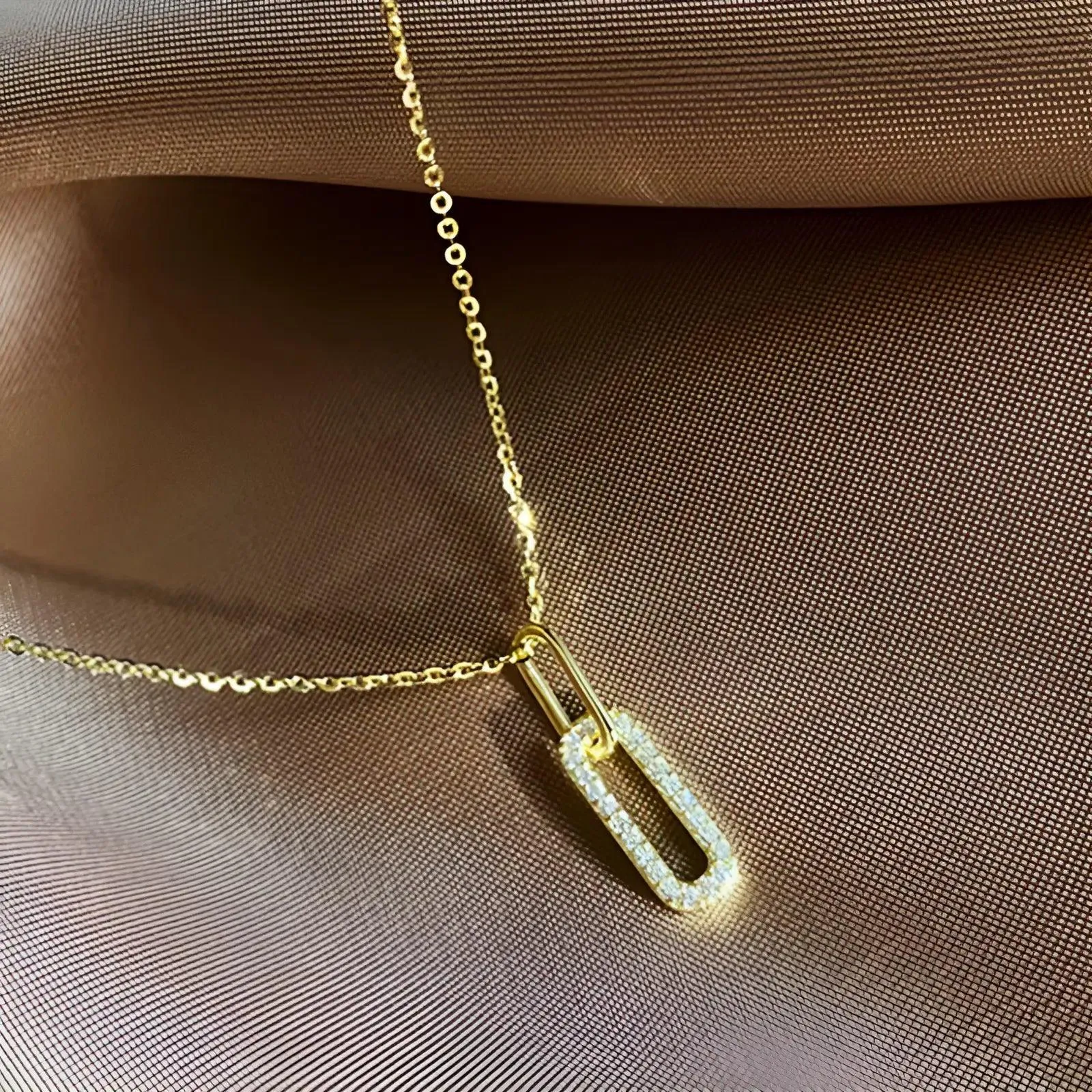 Geometric Oval Pendant | Zircon Sterling Silver Pendant Necklace