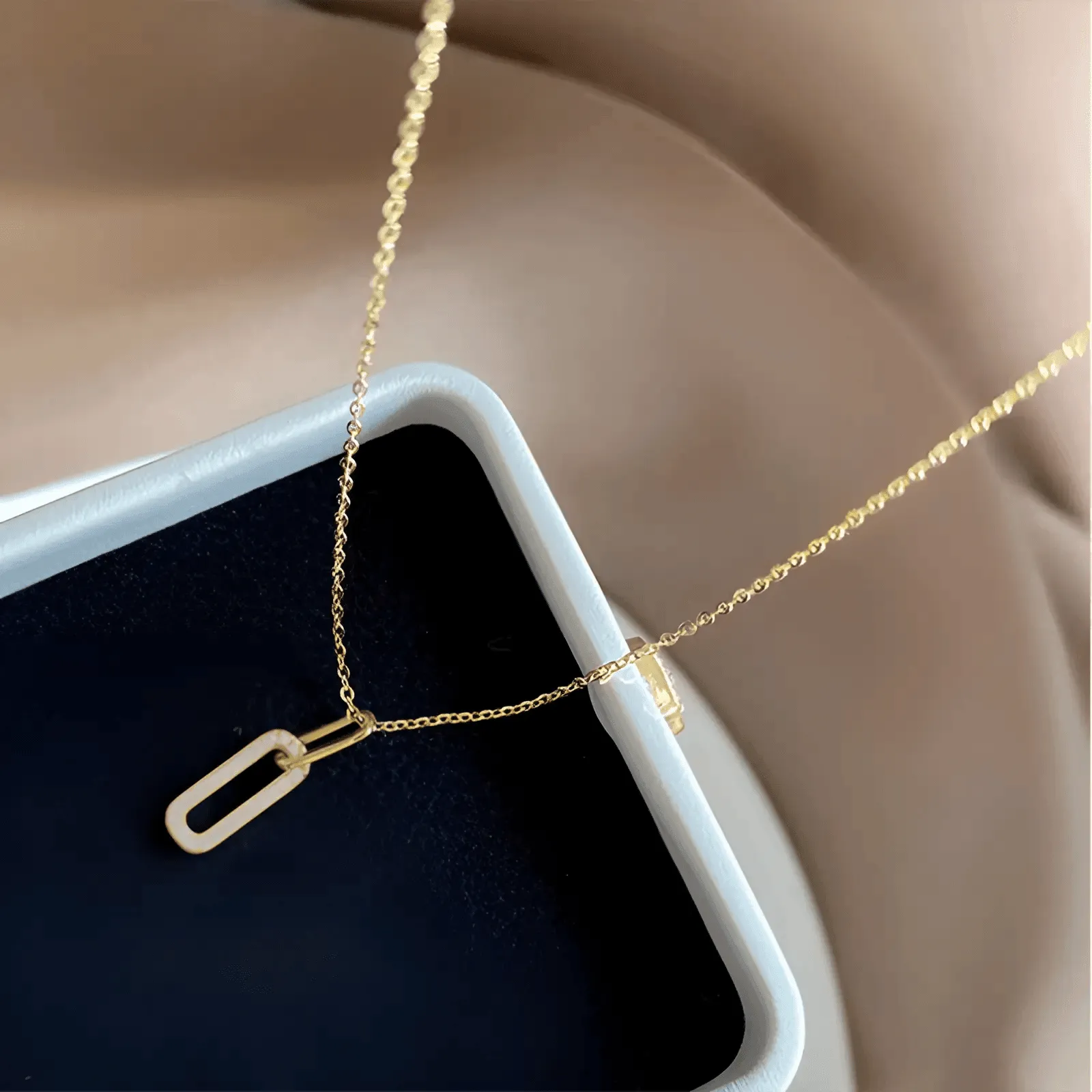 Geometric Oval Pendant | Zircon Sterling Silver Pendant Necklace